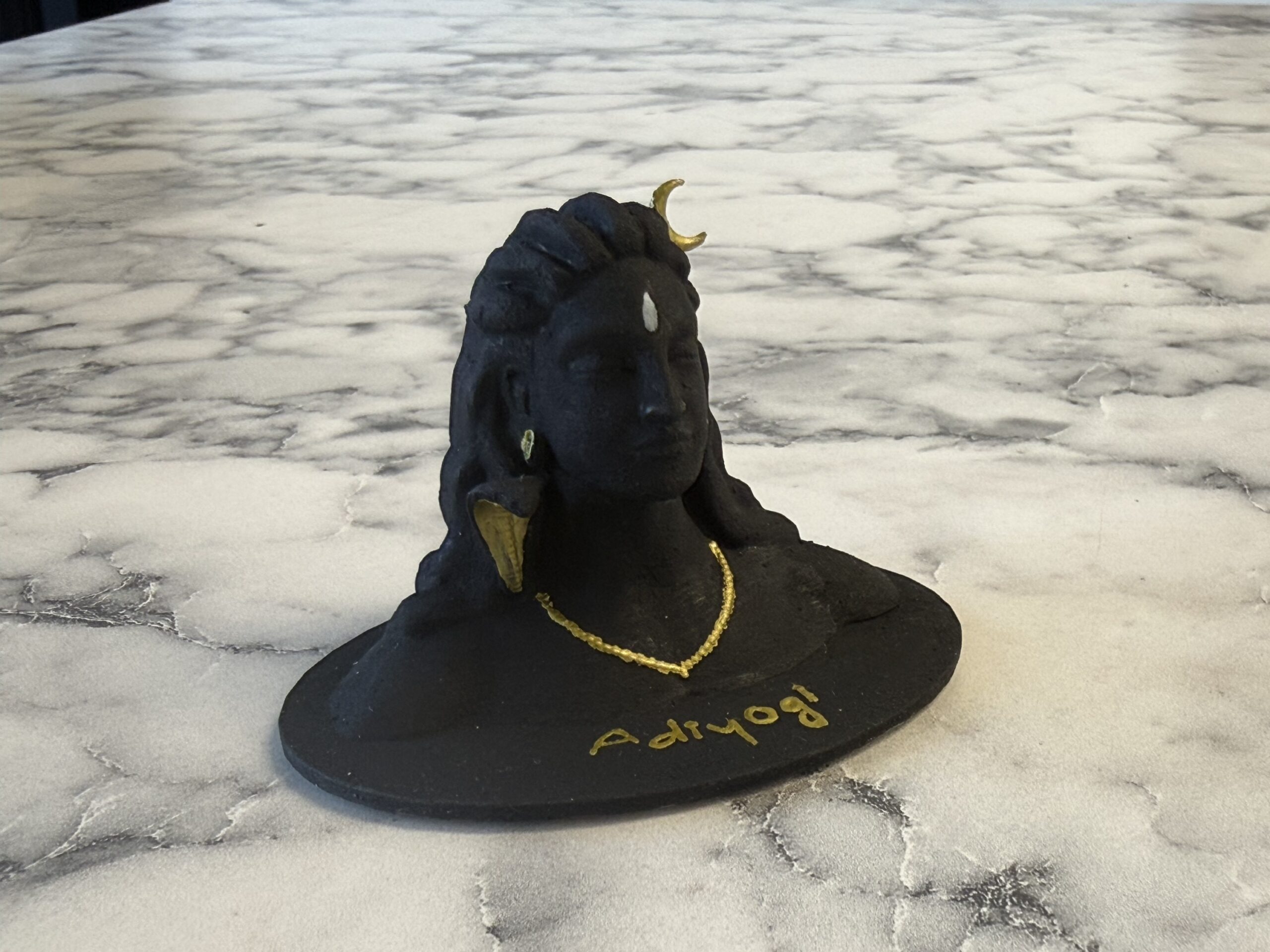 Mini Adiyogi Shiva Statue for Car Dashboard & Office Desk – Matte Black Polyresin Lord Shiva Bust (7 cm / 2.7 Inches) - Image 4
