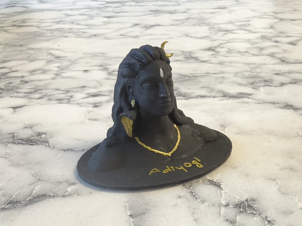Mini Adiyogi Shiva Statue for Car Dashboard & Office Desk – Matte Black Polyresin Lord Shiva Bust (7 cm / 2.7 Inches)