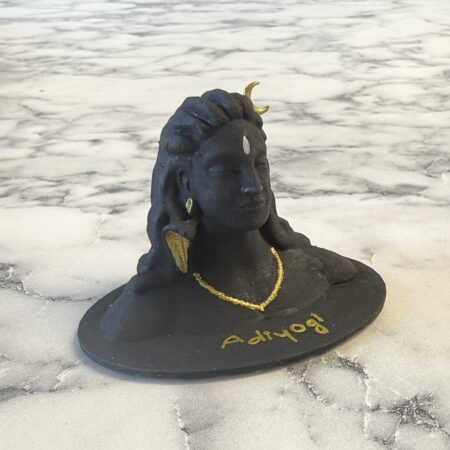 Mini Adiyogi Shiva Statue for Car Dashboard & Office Desk – Matte Black Polyresin Lord Shiva Bust (7 cm / 2.7 Inches)