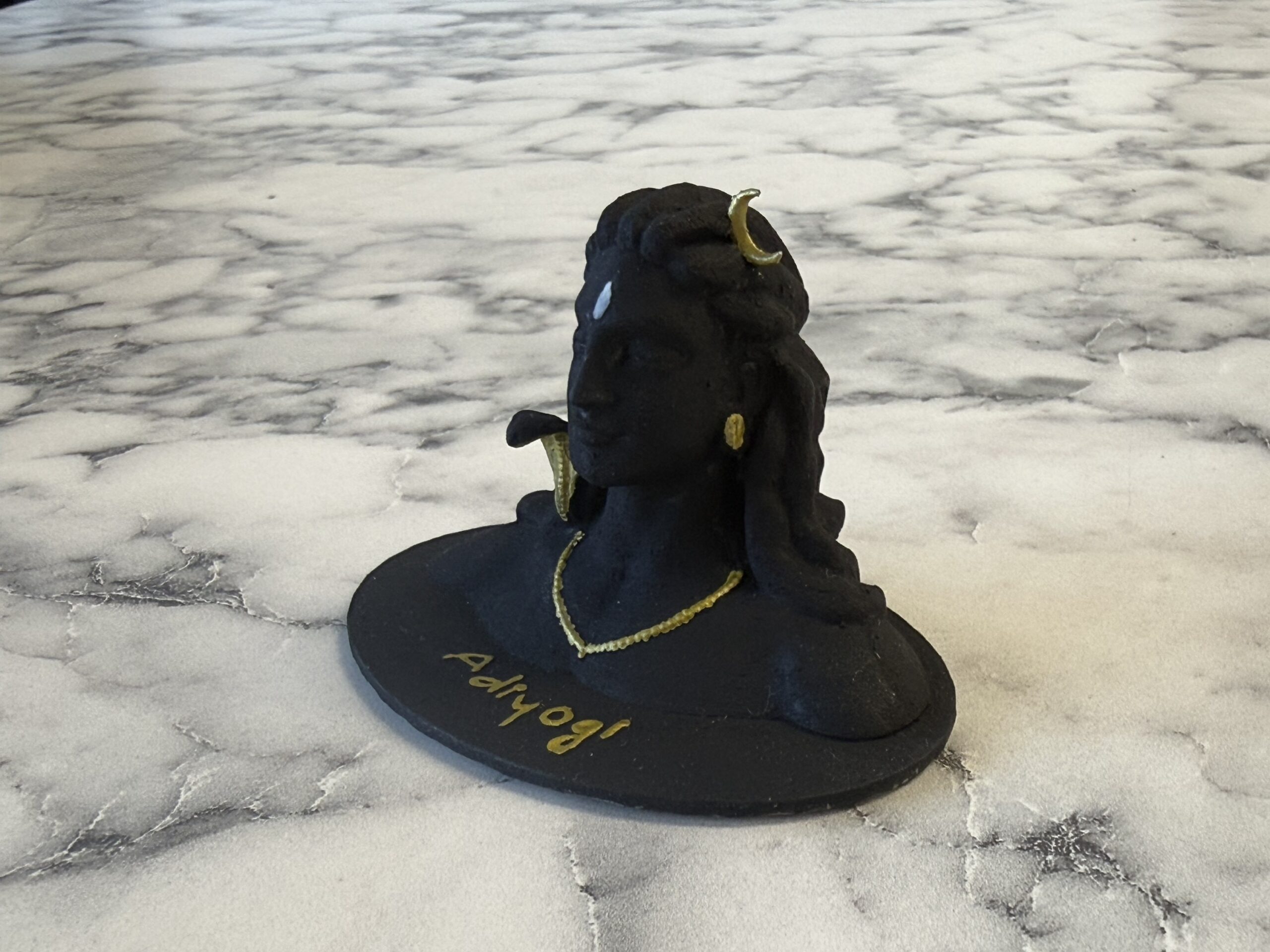 Mini Adiyogi Shiva Statue for Car Dashboard & Office Desk – Matte Black Polyresin Lord Shiva Bust (7 cm / 2.7 Inches) - Image 2